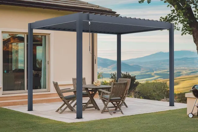 CAZEBOO Pérgola Bioclimática PIANA Aluminio 3×2 m Antracita Autoportante - Imagen 2