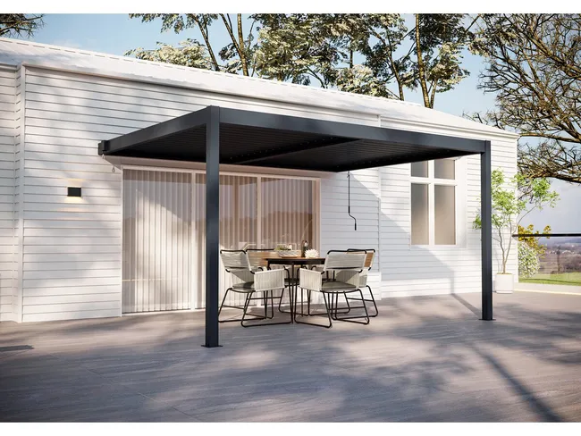 HABITAT ET JARDIN Pérgola Adosada Aluminio Windsor 3×4 m Gris Antracita - Imagen 2