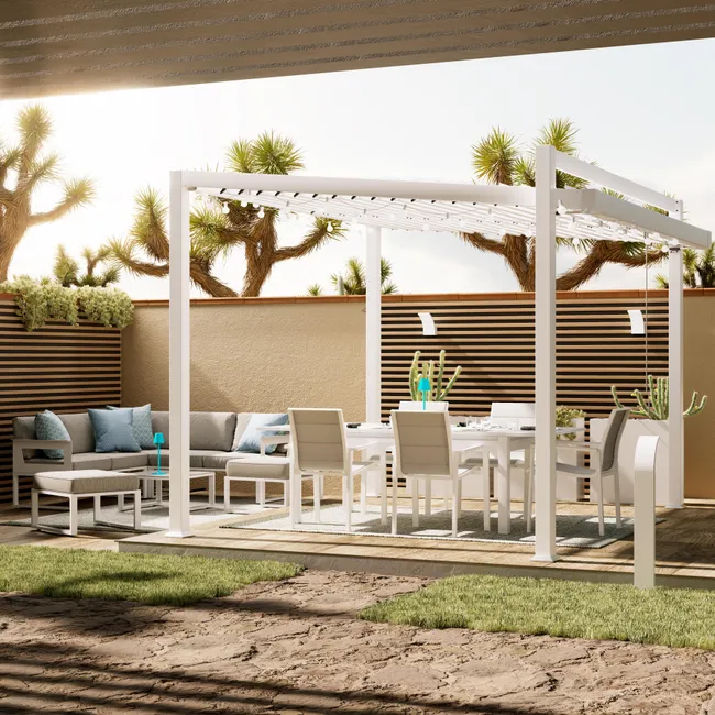 NATERIAL Pérgola Bioclimática Adosada Odyssea Aluminio 318×380 cm Blanca