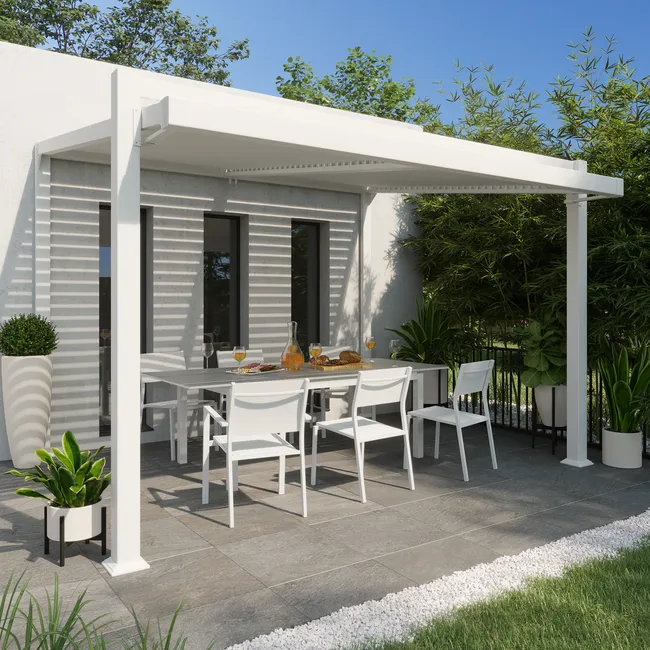 NATERIAL Pérgola Bioclimática Adosada Odyssea Aluminio 318×380 cm Blanca - Imagen 3