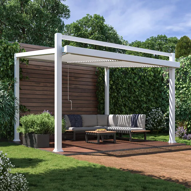 NATERIAL Pérgola Bioclimática Adosada Odyssea Aluminio 318×380 cm Blanca - Imagen 2