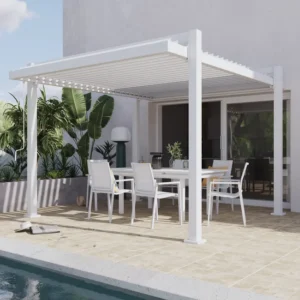 NATERIAL Pérgola Bioclimática Odyssea Aluminio 320×358 cm Blanca Autoportante