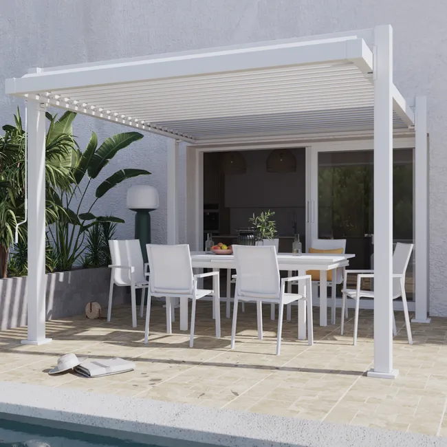 NATERIAL Pérgola Bioclimática Odyssea Aluminio 320×358 cm Blanca Autoportante - Imagen 2