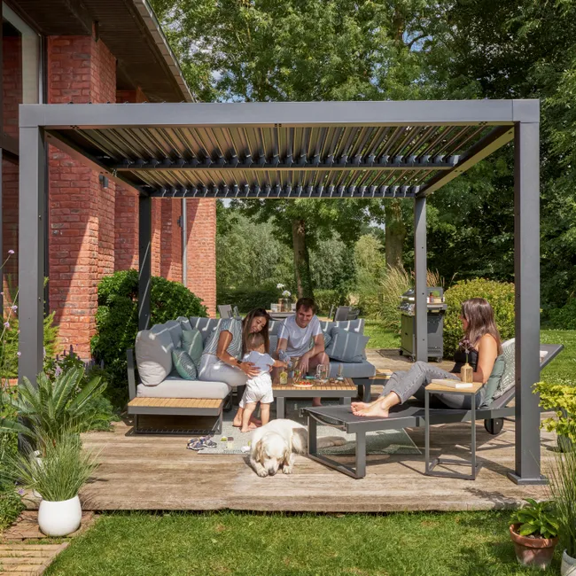 NATERIAL Pérgola Bioclimática Origin Aluminio 3,58×3,13 m Gris Manual