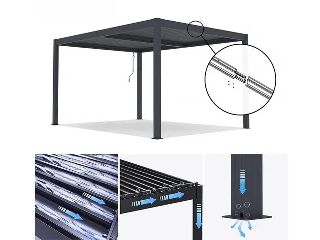 Pérgola Bioclimática Aluminio 3×4 m Antracita Habitat et Jardin - Imagen 4